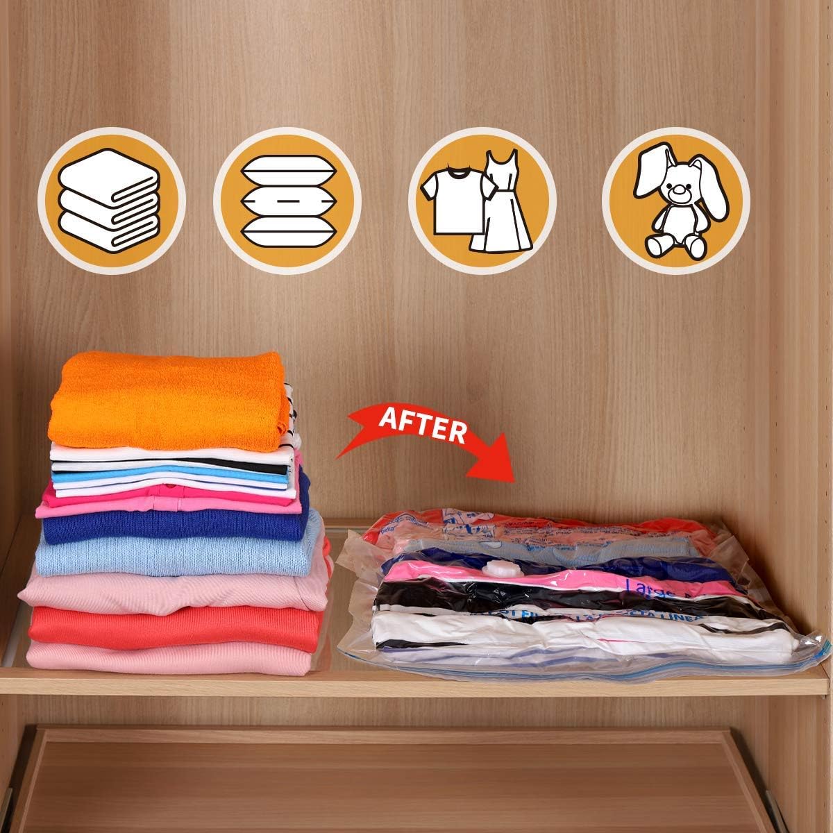 Space Saver - 8 Large Vacuum Storage Bags with Hand Pump for Home & Travel | Clear Design