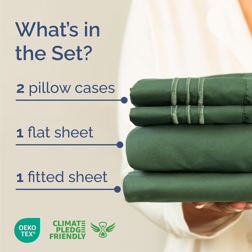 Cal King Size Sheet Set by Hotel Luxury | Comfy, Breathable & Cooling - Deep Pockets, Wrinkle-Free - Emerald Green
