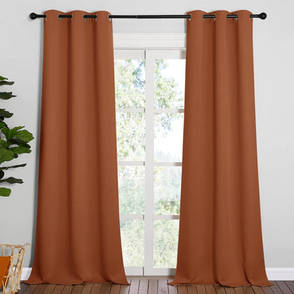 NICETOWN Room Darkening Drapes - Light Blocking Curtain Panels for Nursery & Bedroom (Burnt Orange, 42" x 95", 1 Pair)