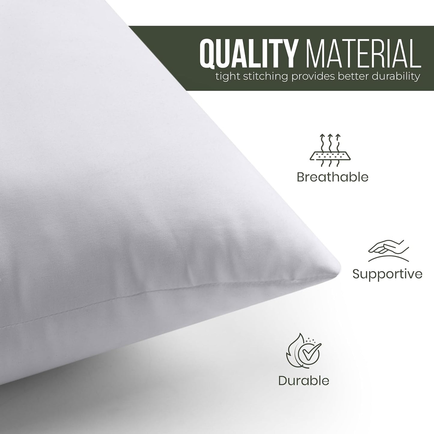 Utopia Bedding Throw Pillow - Fluffy Down Alternative Cushion for Bed & Sofa | 22 x 22 Inches, White
