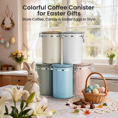 Veken Coffee Canister - 39oz Airtight Stainless Steel Storage for 2.2lbs Coffee, Tea & Sugar | Blue