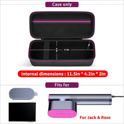 Steamer Case - Jack & Rose Compatible Handheld Iron Storage Bag with Mesh Pocket - Black