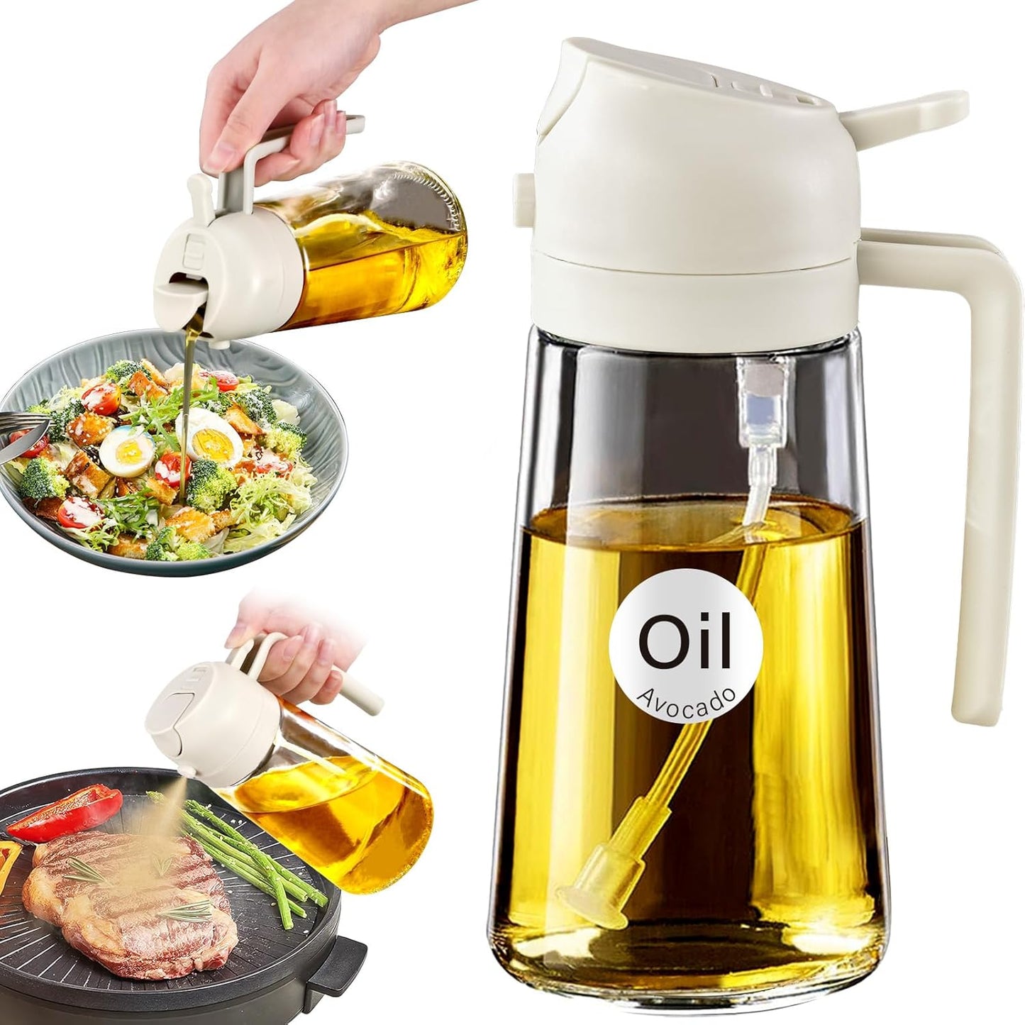 YARRAMATE 16oz Clear & Dark Brown Oil Sprayer - Versatile Kitchen Tool for Easy Cooking
