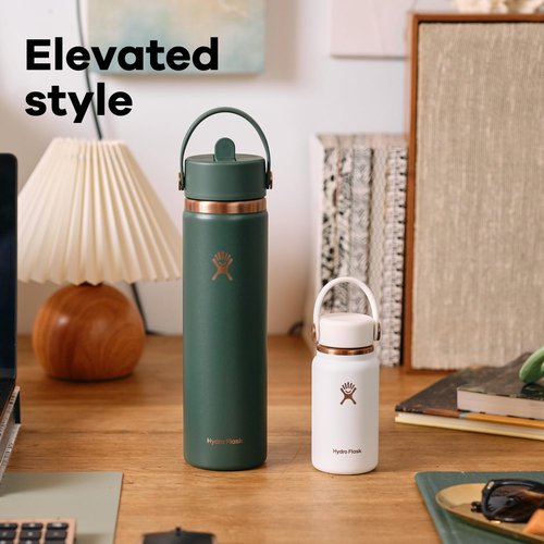 Hydro Flask Water Bottle - Insulated Stainless Steel - Leakproof Wide Straw Lid | 24 Oz Harbor Blue Arc