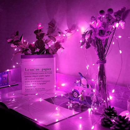 Skiennix 8-Pack Pink Fairy Lights - 7Ft 20 LED Twinkle String Lights | Battery Operated & Waterproof for Parties, Weddings, and Decor
