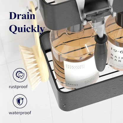 Kitsure Shower Caddy | 2-Pack Adhesive Organizer with Rustproof Metal Shelves - Large Grey Storage