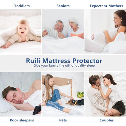 Twin Mattress Protector Waterproof Washable Mattress Padded Cover Fitted Twin Size Bed Protection Noiseless Plastic Bed Pad Deep Pocket Up to 18” Soft and Breathable(White)