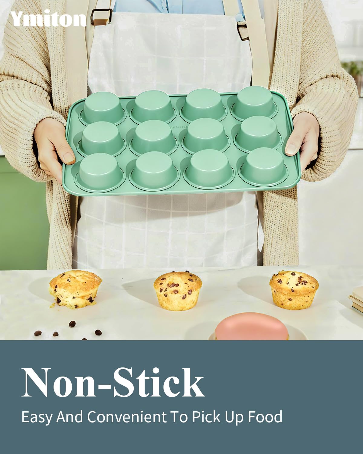 Skiennix Ceramic Nonstick Baking Pans Set - 33 PCS Stackable Bakeware, 550°F Oven Safe, Dishwasher Safe (Green)