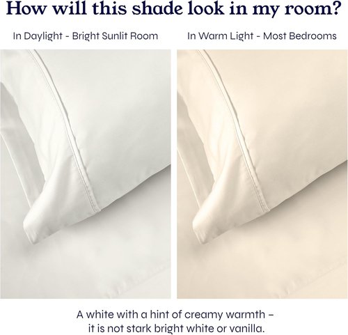 California Design Den Queen Sheet Set - 400 Thread Count 100% Cotton Sateen - Soft, Breathable Ivory Sheets