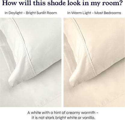 California Design Den Queen Sheet Set - 400 Thread Count 100% Cotton Sateen - Soft, Breathable Ivory Sheets