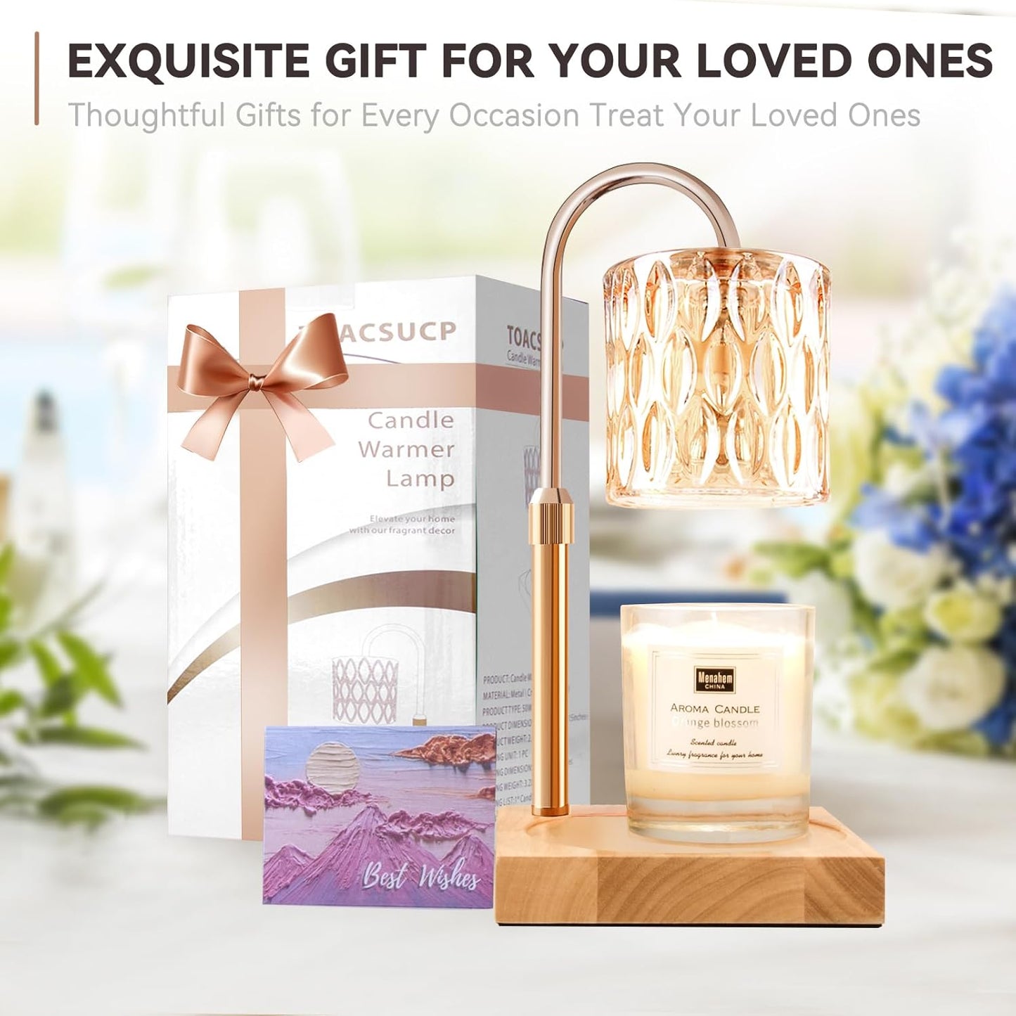 Skiennix Candle Warmer Lamp - Adjustable Height & Dimmable with Timer | Charming Gift Box Included