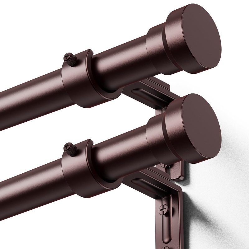 YaFex Curtain Rods 2 Pack 32-118 Inch, Heavy Duty 1 Inch Curtain Rod, Bronze Long Adjustable Window Treatment Rods,Modern Design, Easy Installation