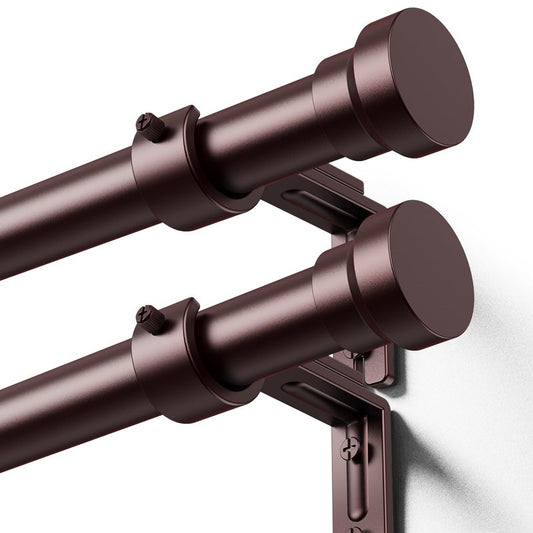 YaFex Curtain Rods 2 Pack 32-118 Inch, Heavy Duty 1 Inch Curtain Rod, Bronze Long Adjustable Window Treatment Rods,Modern Design, Easy Installation