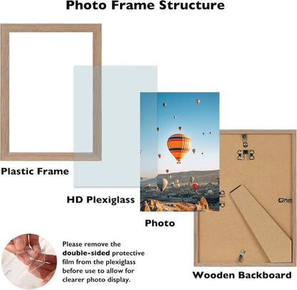 JCJMY 8x11 Picture Frame - Rustic Brown Wall Hanging & Tabletop Display | Versatile Horizontal & Vertical Mounting
