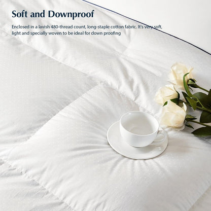 Pacific Coast Comforter King Size, Filled in White Goose Down Bedding Comforter King Size，All Season White Luxury Hotel Fluffy Duvet Insert, 106"x90"