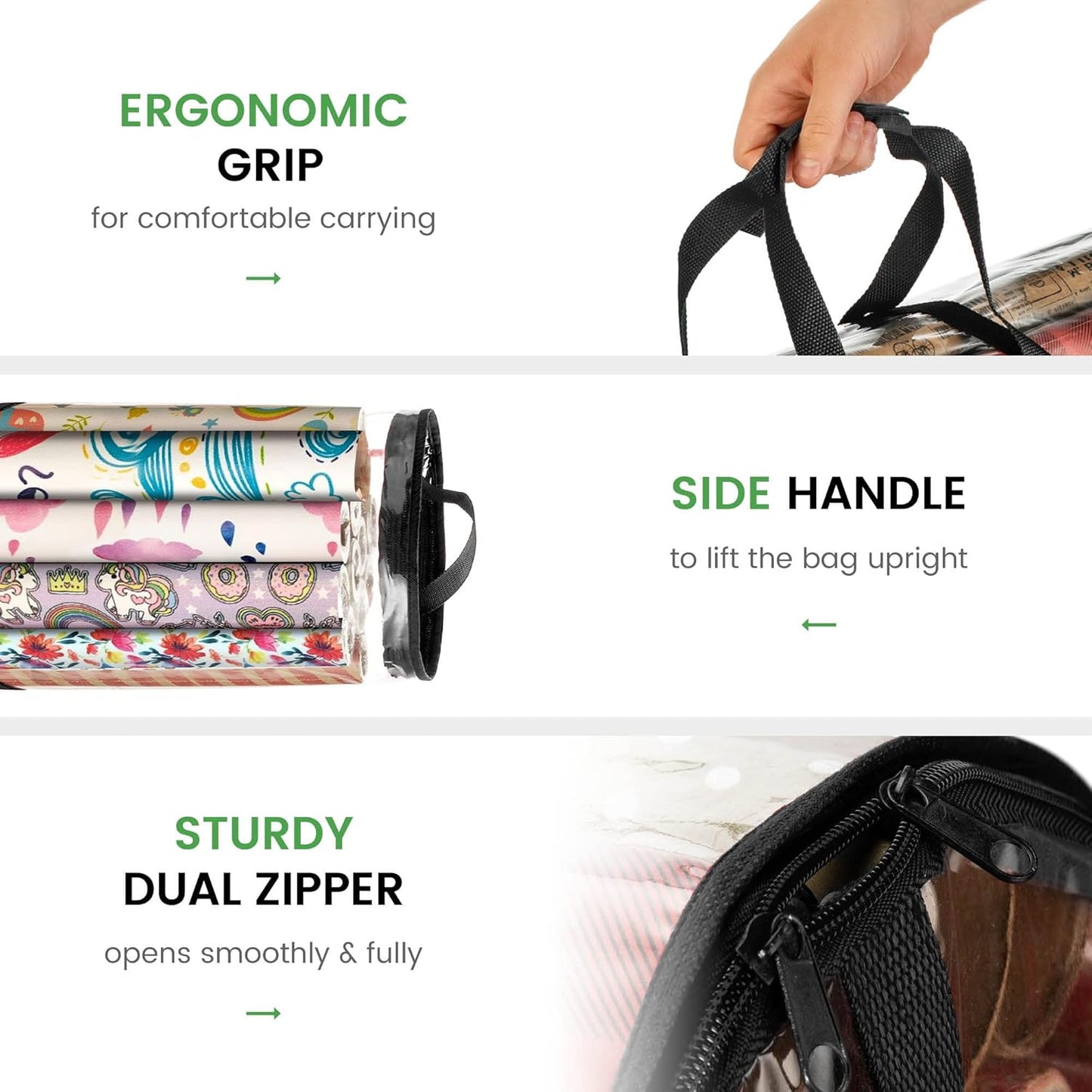 ZOBER Gift Wrap Storage Organizer - 40 Inch Waterproof Wrapping Paper Holder for 25 Rolls - Black