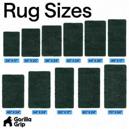 GORILLA GRIP Bath Rug Mat 44x26, Soft Absorbent Chenille, Quick Dry Microfiber Mats, Rubber Backing Washable Shower Floor Rugs, Bathmat Runner, US Designed Bathroom Decor Accessories Hunter Green