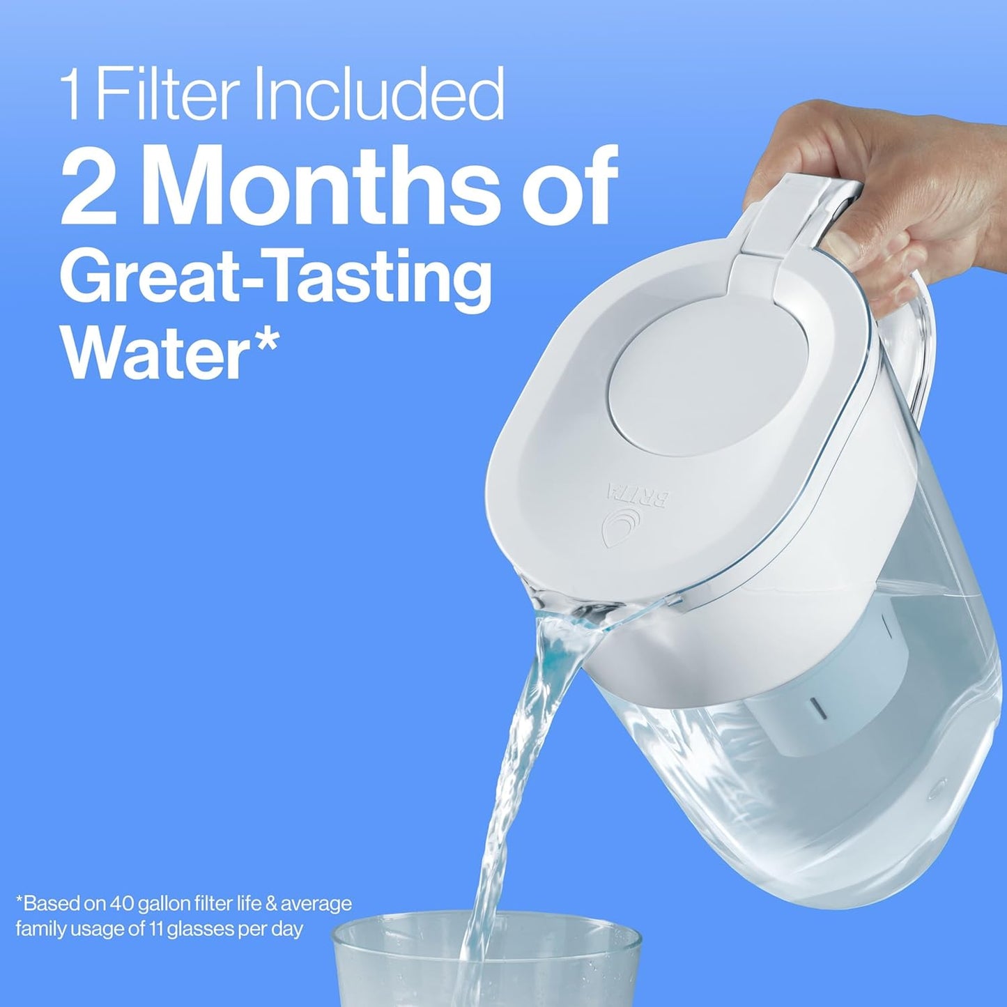 Brita Large Water Filter Pitcher - 10-Cup Capacity, BPA-Free, Includes 1 Standard Filter | Bright White