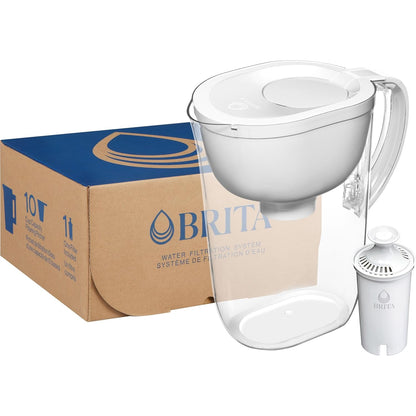 Brita Large Water Filter Pitcher - 10-Cup Capacity, BPA-Free, Includes 1 Standard Filter | Bright White