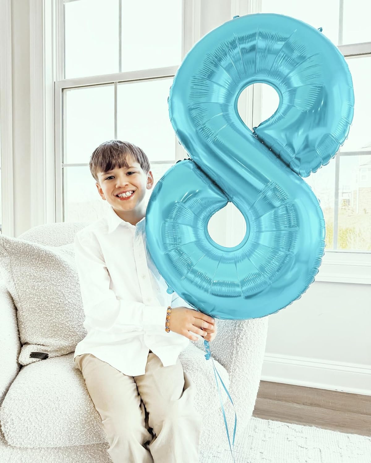 Pearlescent Blue 40-Inch Number 7 Balloon - Perfect 7th Birthday Decoration for Kids & Adults