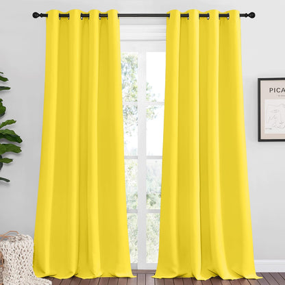NICETOWN Bright Yellow Curtains - 102" Long, 55" Wide | Sound Reducing, Heat & Cold Blocking Panels for Modern Spaces