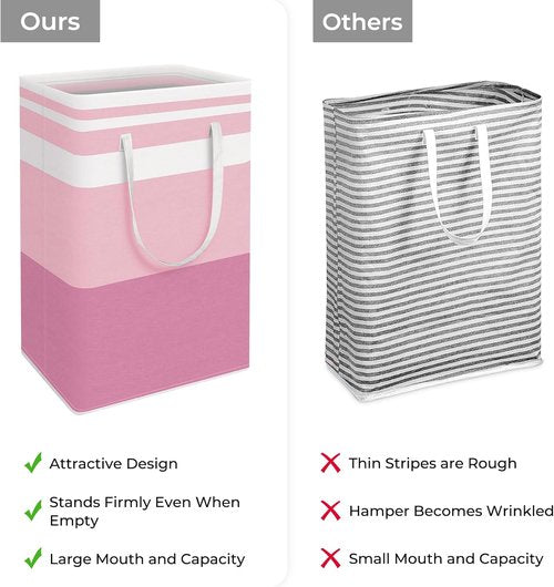 HomeHacks Large Waterproof Laundry Baskets - Collapsible Hampers with Reinforced Handles | Blue & Pink, 88L Each