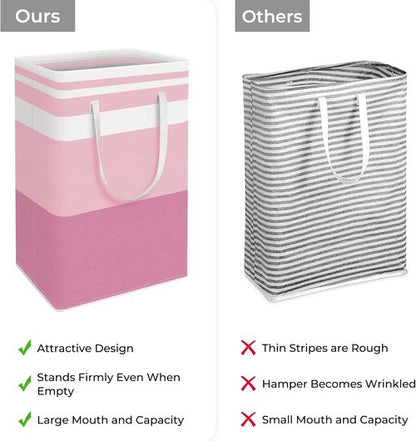 HomeHacks Large Waterproof Laundry Baskets - Collapsible Hampers with Reinforced Handles | Blue & Pink, 88L Each