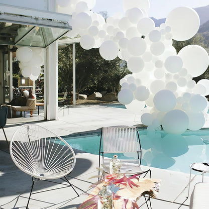 PartyWoo White Balloons - 100pcs Matte Latex Balloon Arch Kit for Weddings & Events | 5-18 Inch Sizes