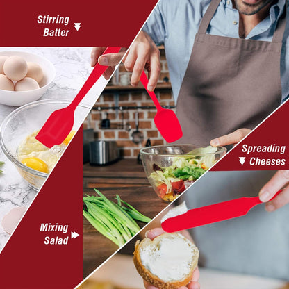 P&P CHEF Silicone Spatula Set - Heat-Resistant Kitchen Utensils for Non-Stick Cooking | 7-Piece Red Set