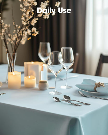 Pureegg Disposable Plastic Tablecloths - 54 x 108 Inch, Waterproof Baby Blue for Easter, Weddings & Picnics