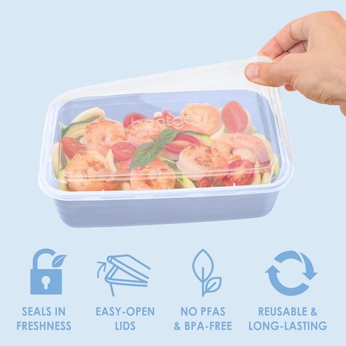 Bentgo Prep - 20-Piece Reusable Meal Prep Containers | Durable, BPA-Free, Microwave & Dishwasher Safe (Periwinkle)