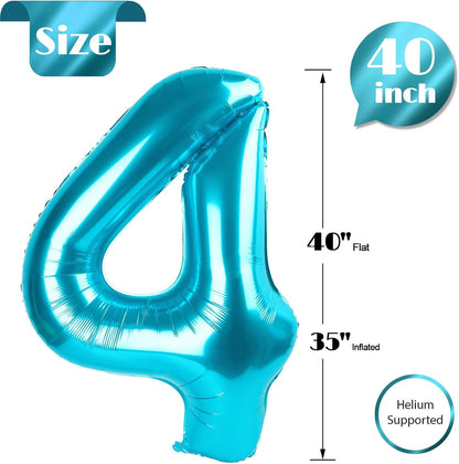 Number 4 Balloon by [Brand Name] - 40 Inch Light Blue Foil Balloon for 4th Birthday Party Decorations
