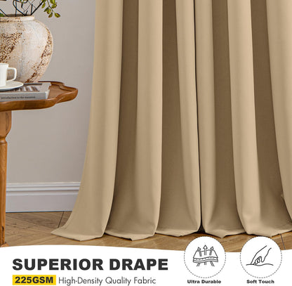 MIULEE Blackout Curtains - Taupe Brown Thermal Insulated Drapes | 45-Inch Long, 2 Panels for Noise Reduction