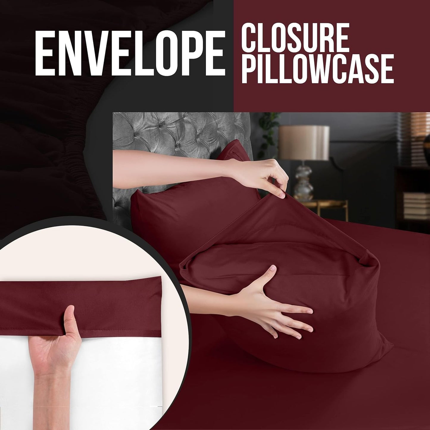 Utopia Bedding Standard Pillow Cases - Soft Brushed Microfiber - 4 Pack, Burgundy, 20 x 26 Inches