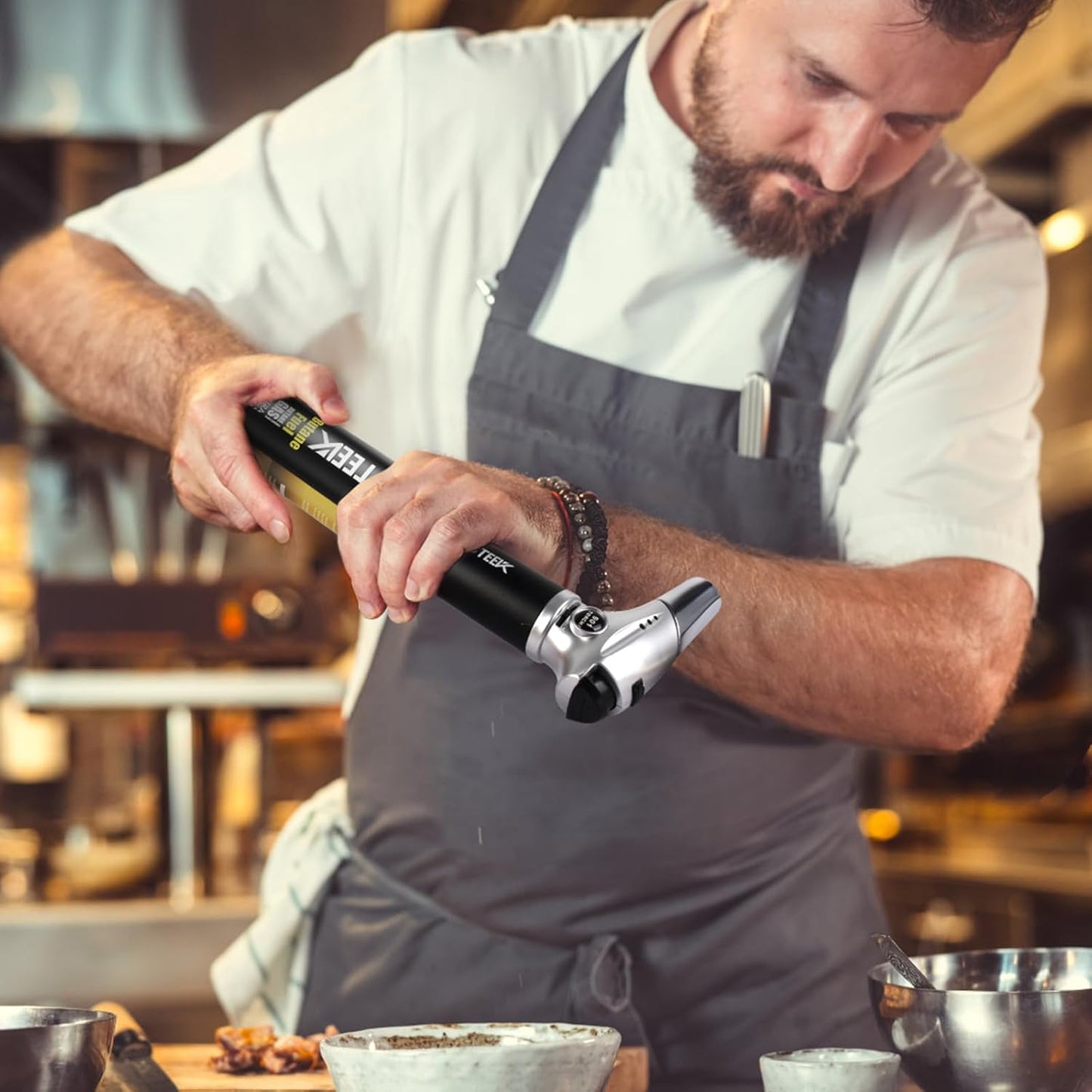 TBTeek Torch Lighter - Butane Kitchen Torch with Safety Lock & Adjustable Flame | 180ml Fuel Included