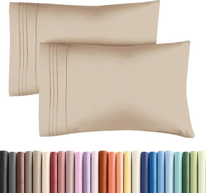 King Standard Pillow Cases - Ultra-Soft Hotel Quality Covers | Fade-Resistant & Wrinkle-Free | 2-Piece Set in Cream