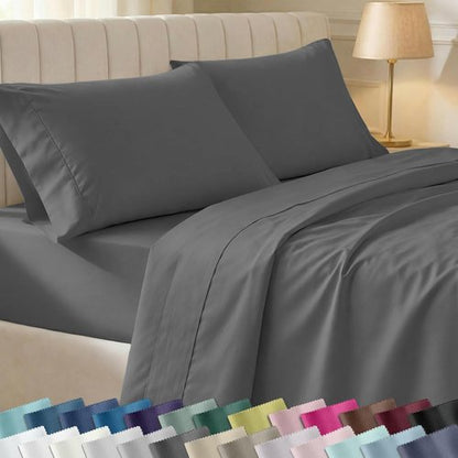 California Design Den Queen Size Sheet Set - 6-Pc 400 Thread Count 100% Cotton, Deep Pocket - Grey