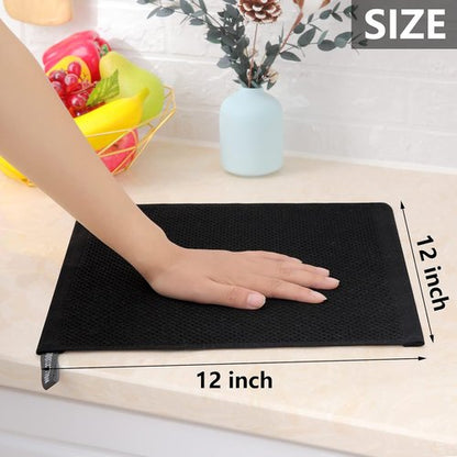 Homaxy Kitchen Dish Cloths - Ultra Soft 100% Cotton Waffle Weave, Quick Drying, 12x12 Inches, 8-Pack, Black