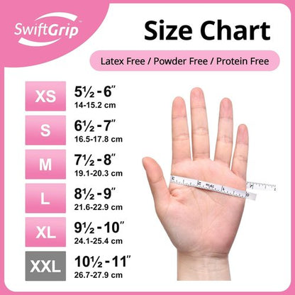 SwiftGrip Pink Nitrile Gloves, 3-mil, Industrial Gloves Disposable Latex Free, for Cleaning & Esthetician, Rubber Powder-Free, 1000-ct Case (Medium)