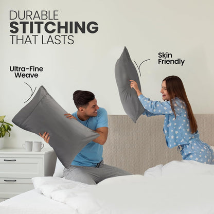 Utopia Bedding King Pillow Cases - Soft Brushed Microfiber - 2 Pack, Fade Resistant | 20 X 40 Inches, Grey