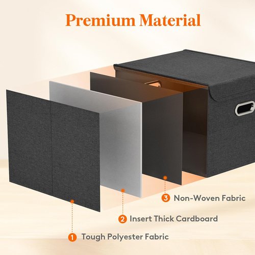 Lifewit File Organizer Box - Portable A4 Document Storage with Plastic Slide | Dark Gray, 2 Pack