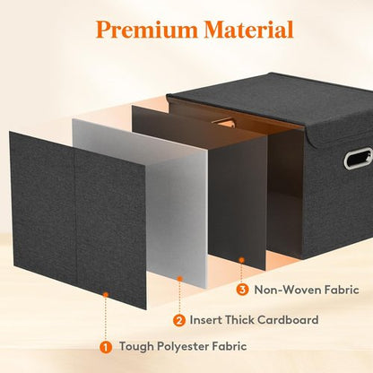 Lifewit File Organizer Box - Portable A4 Document Storage with Plastic Slide | Dark Gray, 2 Pack