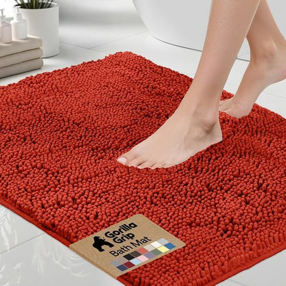 GORILLA GRIP Bath Rug Mat - Soft Absorbent Chenille | Quick Dry Microfiber, 36x24, Sunset Orange