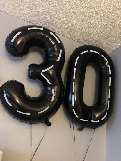 40 Inch Large Numbers Balloon - Black 4 Line Balloon for Birthdays & Graduations | Perfect for 4th, 14th, 40th, 44th Celebrations