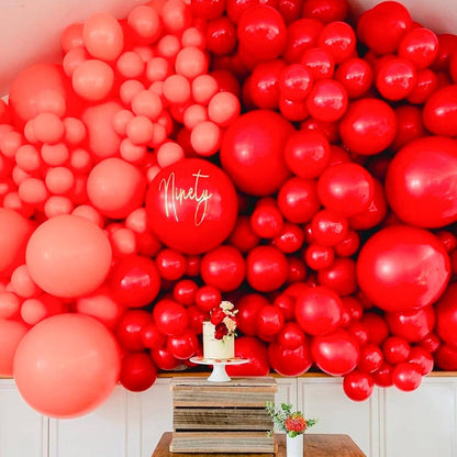 PartyWoo White & Red Balloons - 280 Pcs in 18/12/10/5 Inch Sizes | Perfect for Classic Arch Decor