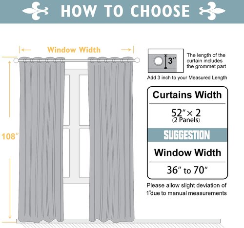 ChrisDowa Room Darkening Curtains - Thermal Insulated Blackout Panels, Sky Blue | 108 Inches Long, 2-Panel Set