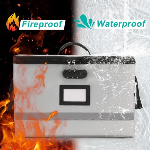 EXLIFBAG Fireproof File Box - Portable Document Organizer with Lock & Handle for Home Office