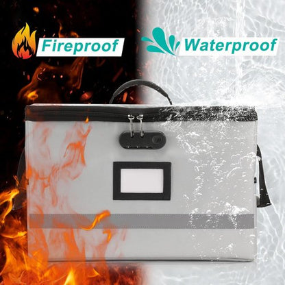 EXLIFBAG Fireproof File Box - Portable Document Organizer with Lock & Handle for Home Office