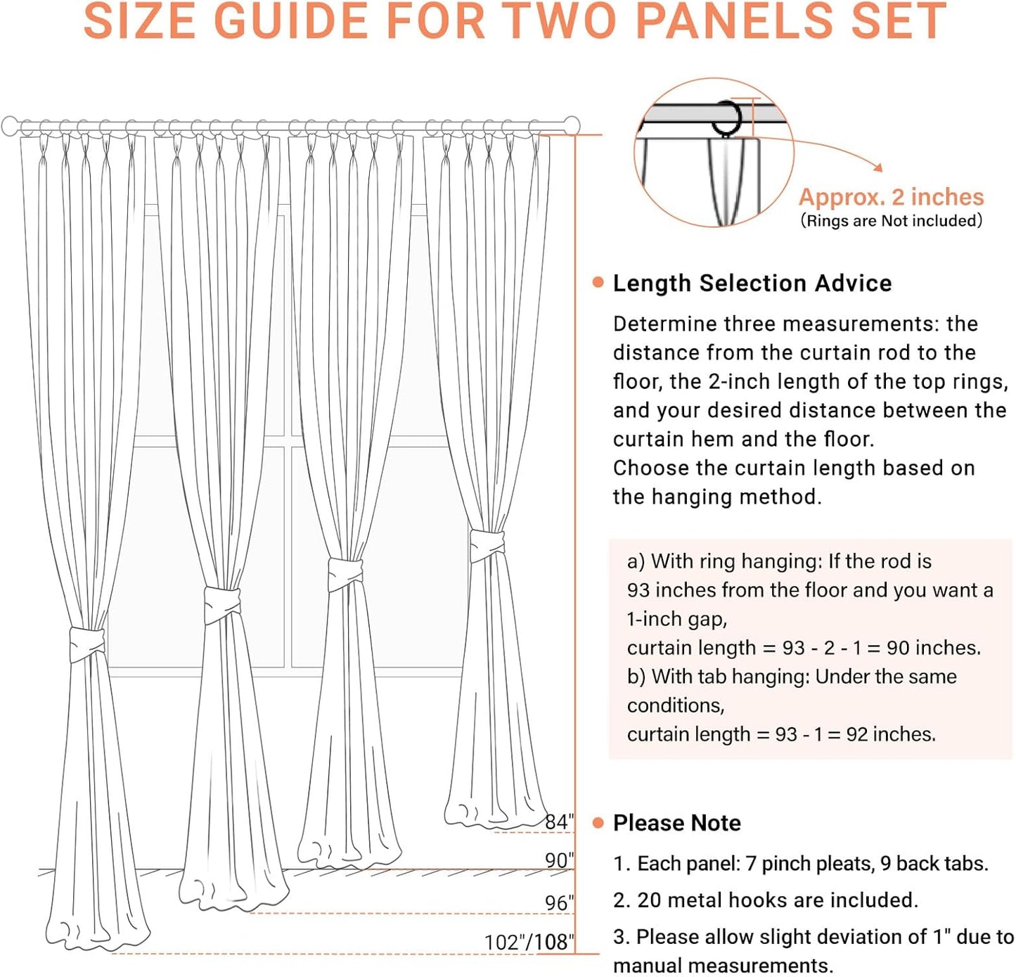 Skiennix 100% Blackout Curtains - Faux Linen Pinch Pleated Drapes, 84" Long | Oatmeal, 2 Panels Set