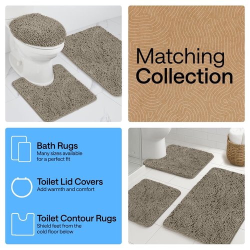 GORILLA GRIP Bath Rug Mat 30x20, Thick Soft Absorbent Chenille, Quick Dry Microfiber Mats, Rubber Backing Washable Shower Floor Rugs, US Designed Bathroom Bathmat Home Decor Accessories, Latte